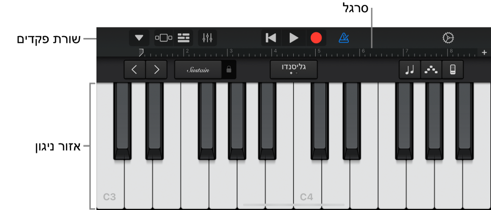 כלי מבוסס-מגע עם אזור הנגינה