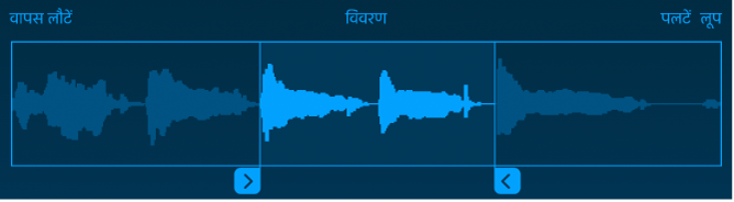 सैंपल की शुरुआत या अंत को ट्रिम करने के लिए नीले रंग के हैंडल को ट्रिम करें।