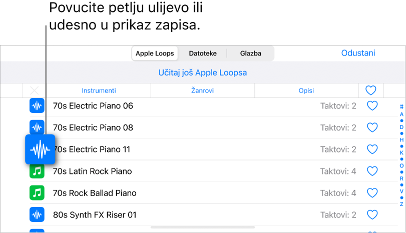 Slika. Povlačenje petlje u Prikaz zapisa.