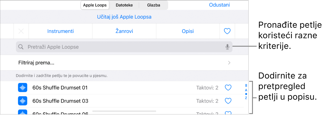 Popis rezultata u Pregledniku petlji