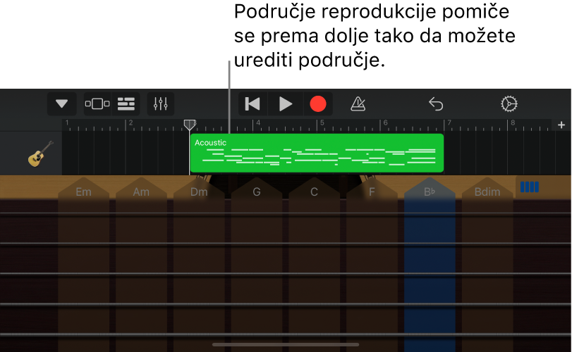 Područje reprodukcije pomiče se prema dolje, otkrivajući regiju