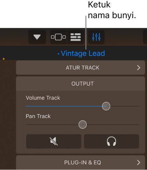 Gambar. Ketuk nama bunyi saat ini di atas kontrol track.