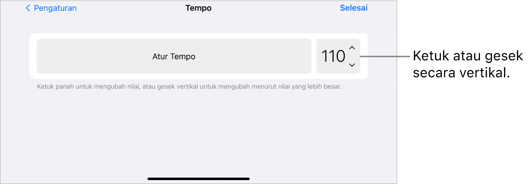 Kontrol tempo di pengaturan Lagu