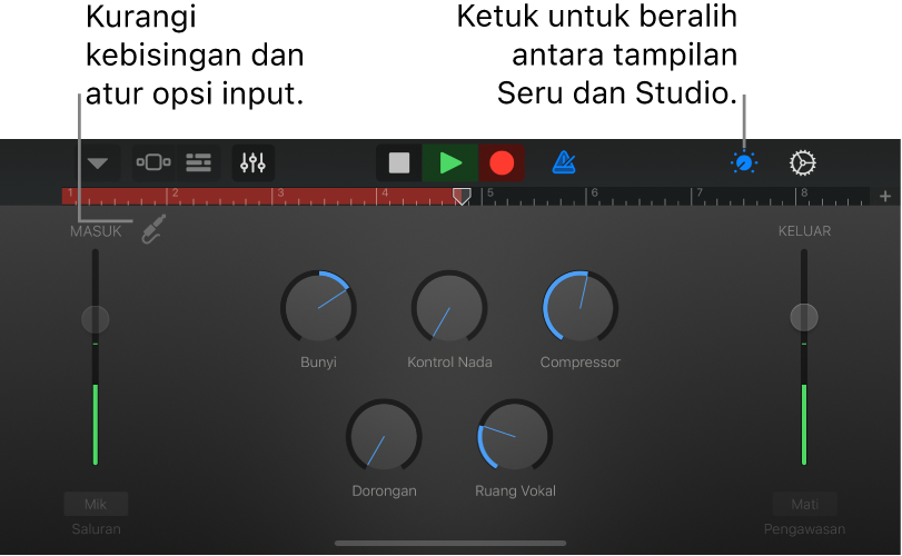 Tampilan Studio Perekam Audio