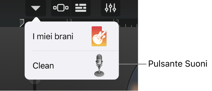 Pulsante Suoni della vista Studio
