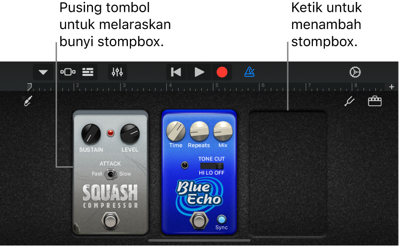 Kawasan pengeditan stompbox Amp Gitar