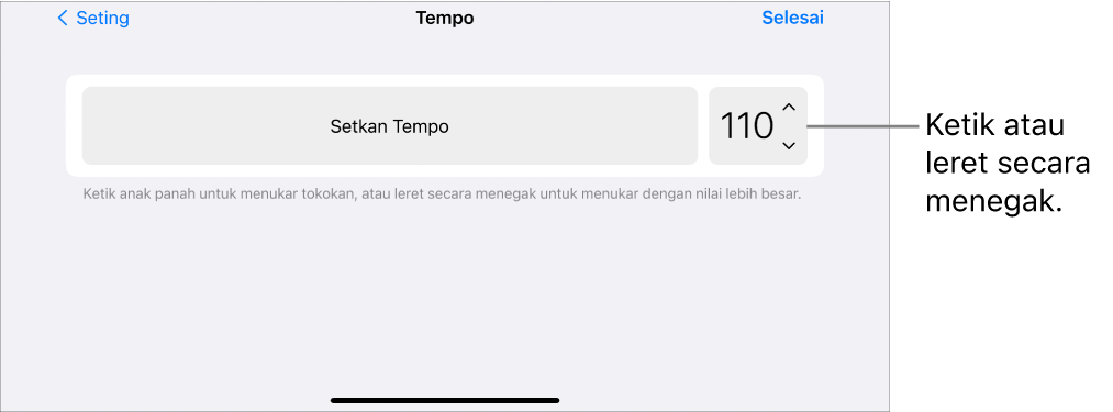 Kawalan tempo dalam Seting Lagu
