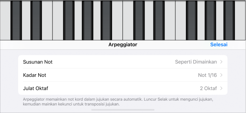 Kawalan Arpeggiator Keyboard