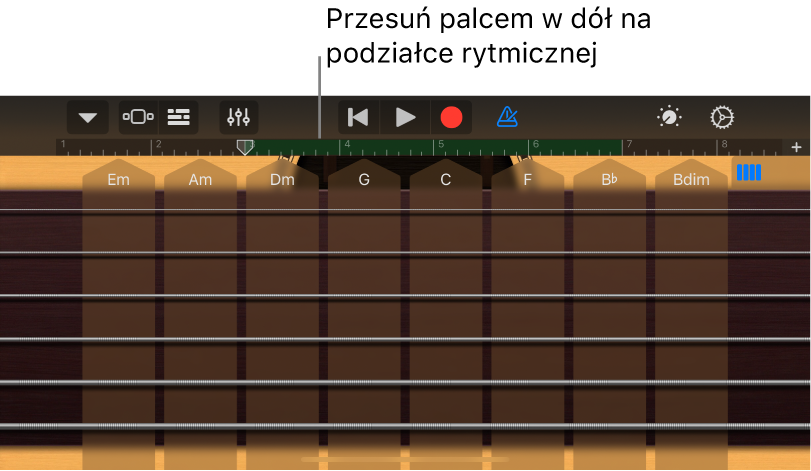 Dotknij paska, przytrzymaj go, a następnie przeciągnij w dół