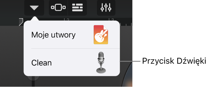 Przycisk Dźwięki w widoku Studio
