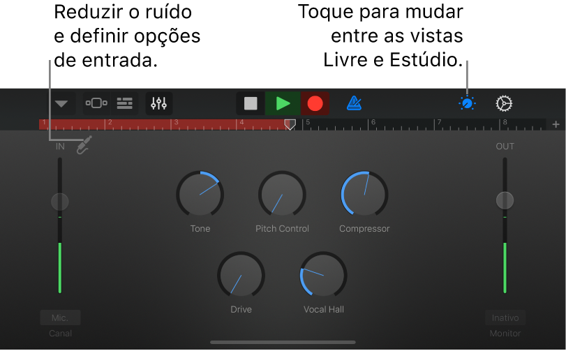 Vista Estúdio do Gravador