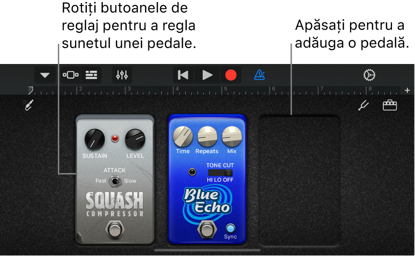 Zona de editare a pedalelor Amplificator de chitară