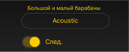 Рис. Переключатель следования и меню следования для региона Drummer.