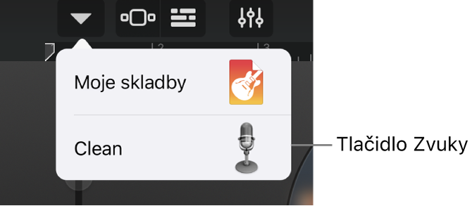 Tlačidlo Zvuky v zobrazení Štúdio