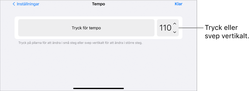 Temporeglage i låtinställningarna