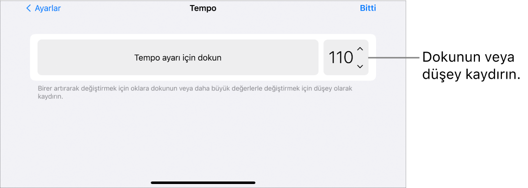 Parça ayarlarında tempo denetimleri