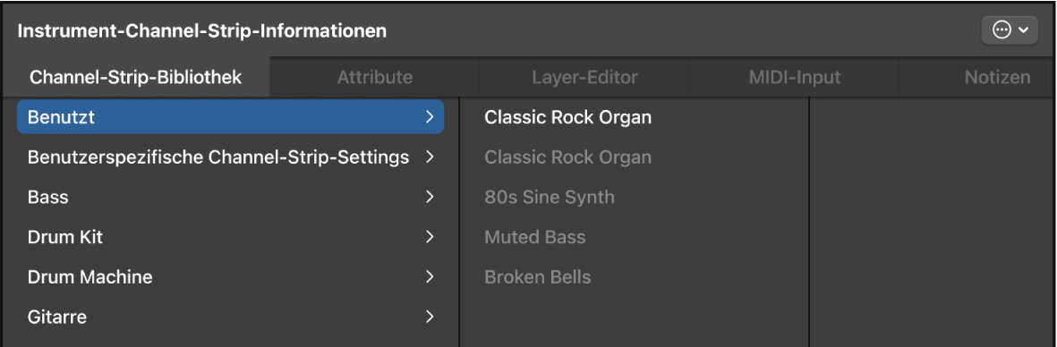 Abbildung. Channel-Strip-Informationen