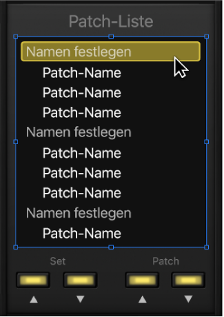 Abbildung. Auswahl der Bildschirmsteuerung „Patch-Liste“