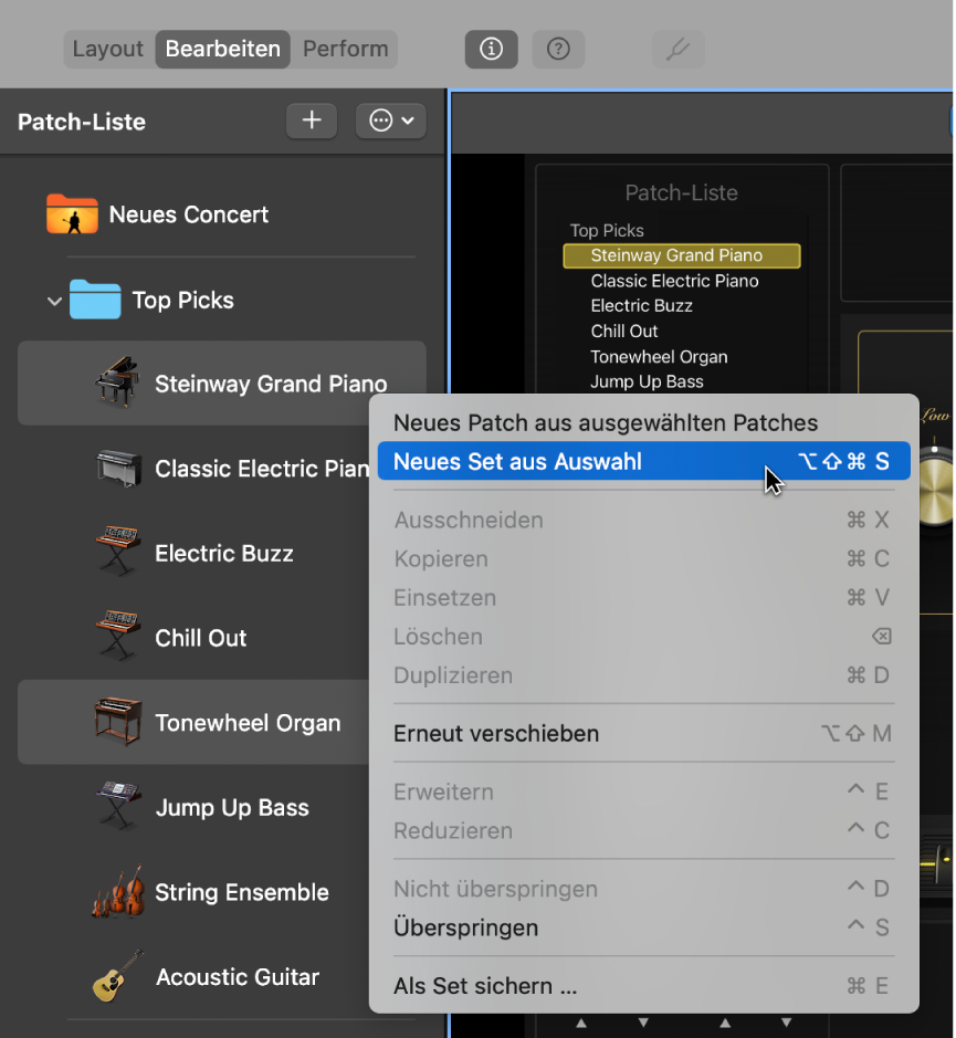 Set aus einer Gruppe erzeugen