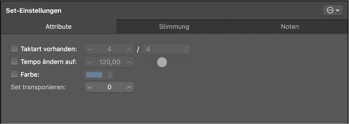 Abbildung. Informationsfenster „Set-Einstellungen“