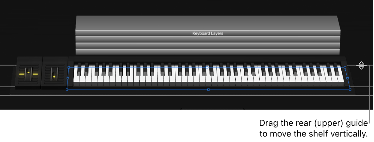 Figure. Dragging the upper alignment guide to move the shelf vertically.