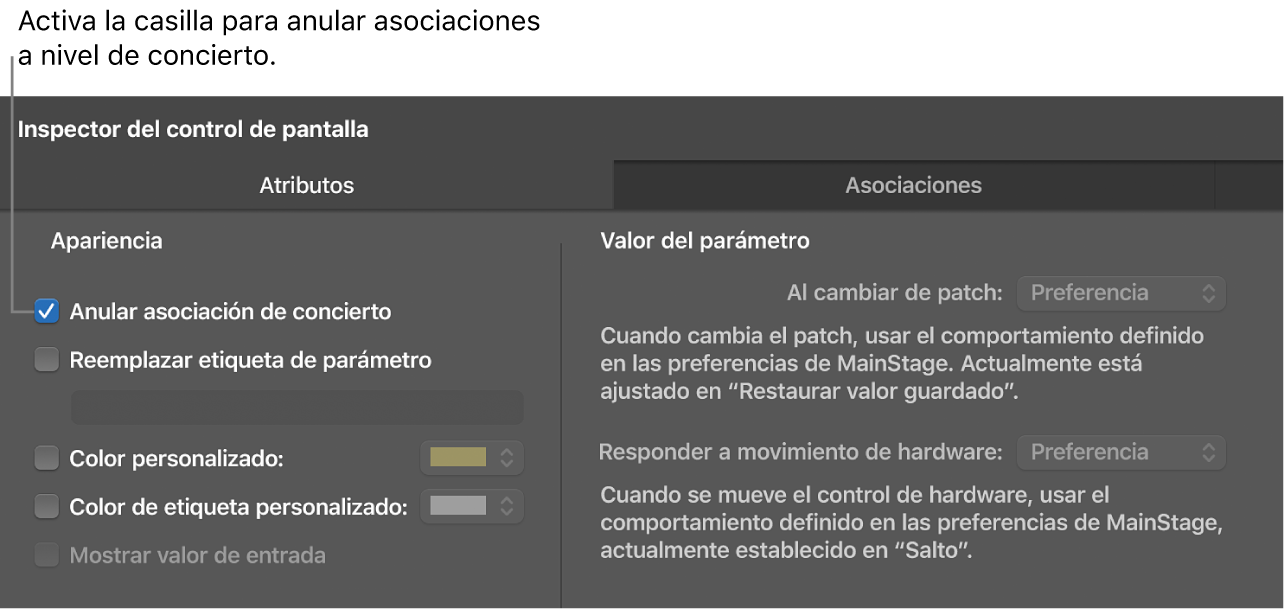 Ilustración. Selecciona la opción “Anular asociación de concierto”.