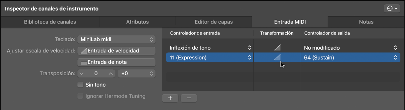 Ilustración. Haz doble clic en el botón Transformación para abrir el gráfico Transformación.