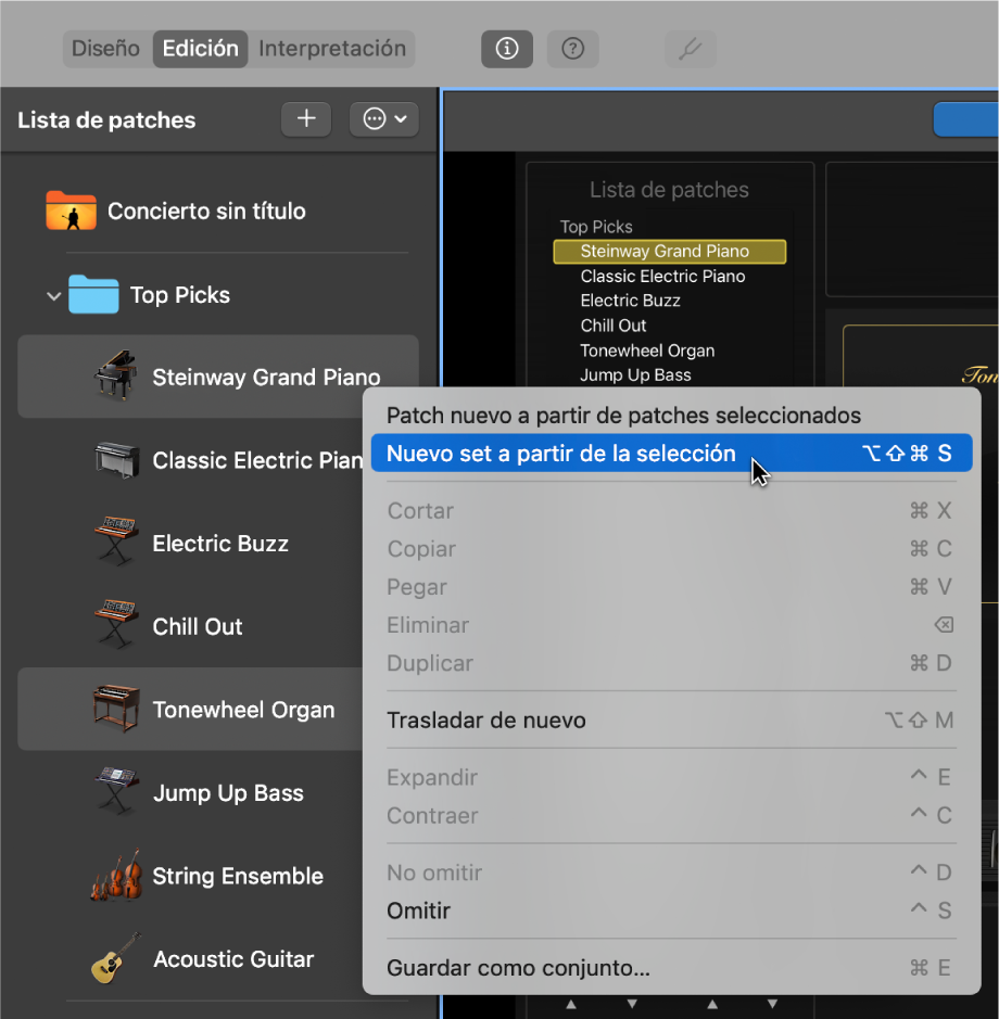 Crear un set a partir de un grupo