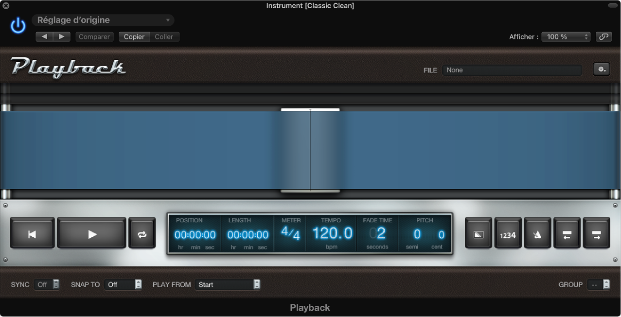 Figure. Fenêtre du module Playback.