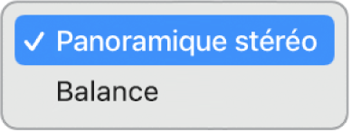 Figure. Menu de mode Panning.