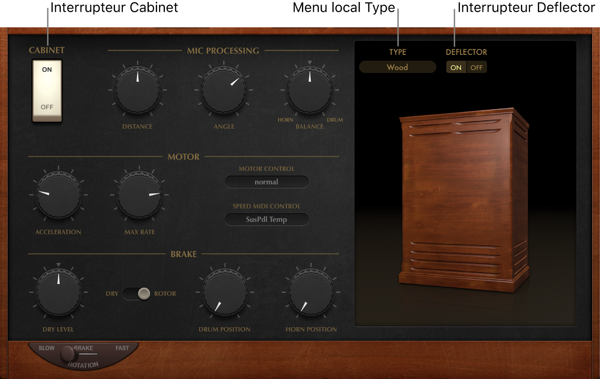 Figure. Paramètres avancés de la fenêtre Rotor Cabinet du Vintage B3