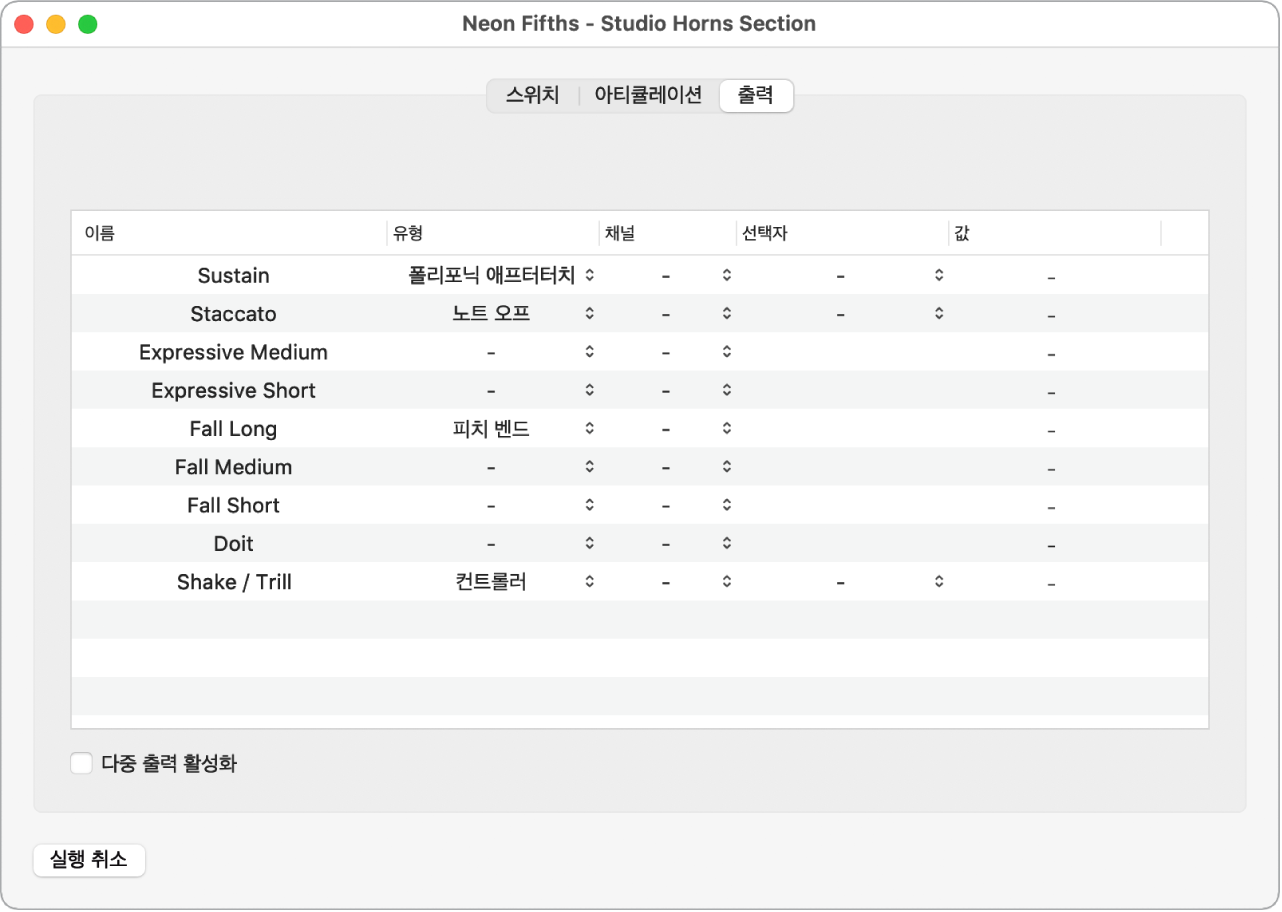그림. 출력 패널.