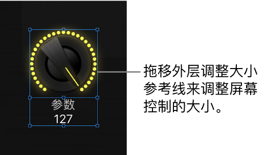 图。拖移外层调整大小参照线，以调整屏幕控制的大小。