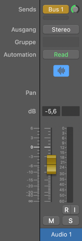 Abbildung. Channel-Strip im Modus „Sends auf Fader“