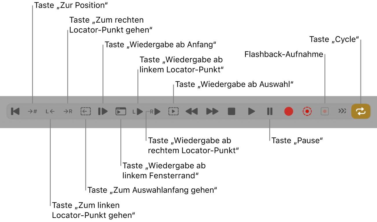 Abbildung. Transportsteuerungen mit allen zusätzlichen Tasten