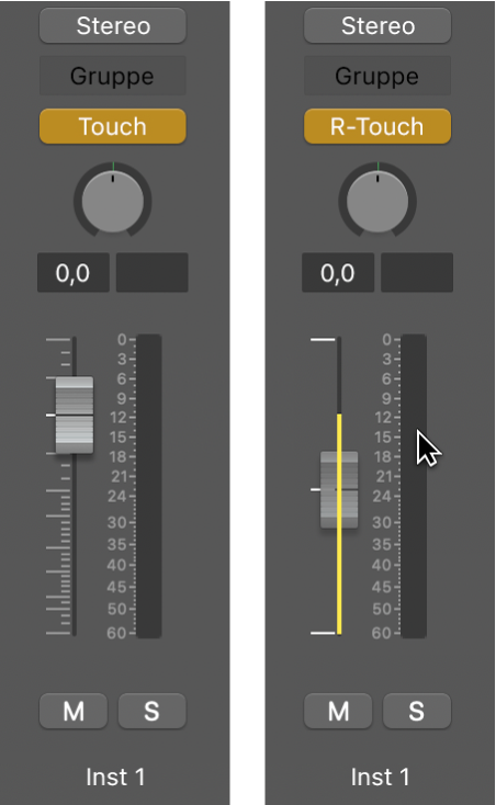 Abbildung. Auf den R-Touch-Modus eingestellter Lautstärkeregler