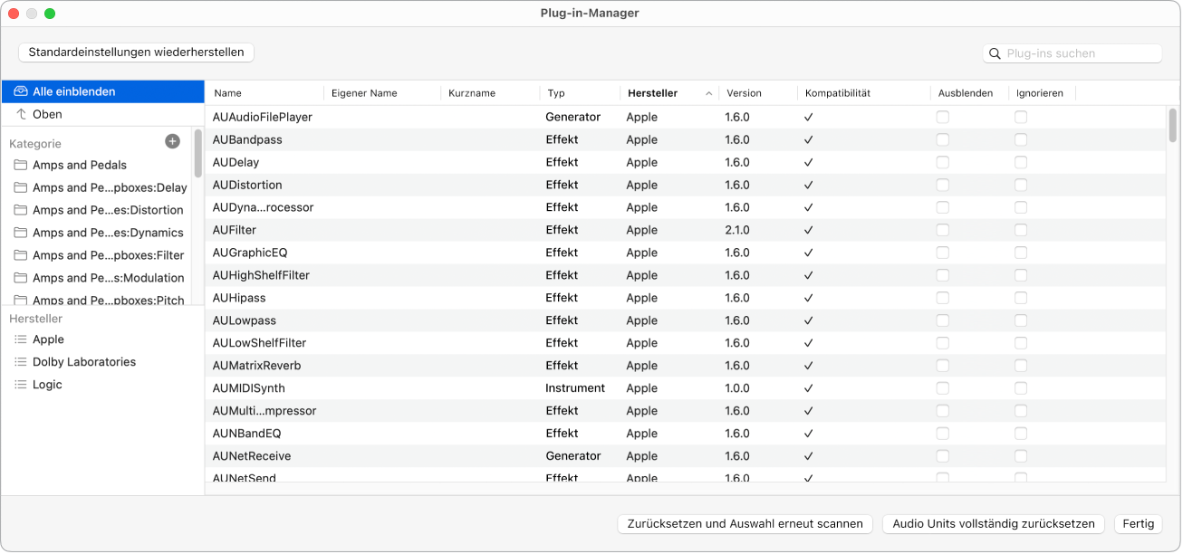 Abbildung. Fenster „Plug-in Manager“