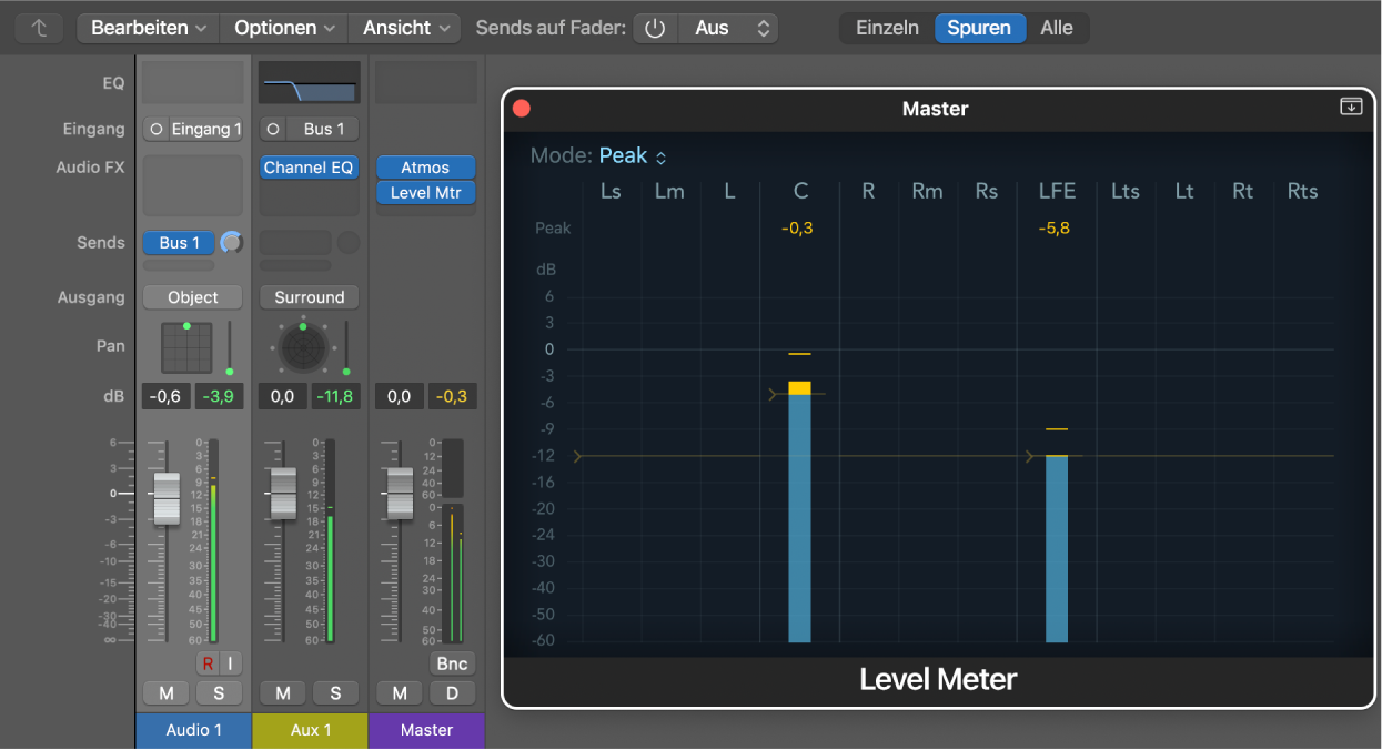 Abbildung. Routen der Objektspur auf den LFE-Kanal.