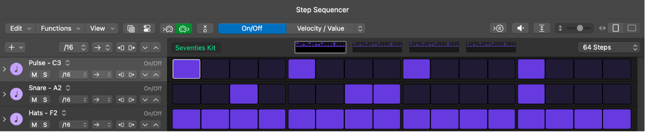 Figure. Step Sequencer window, showing key label names.