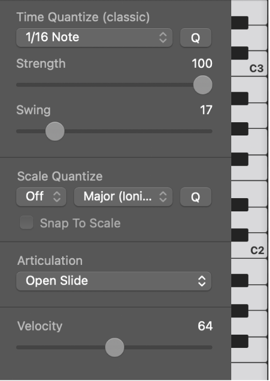 Figure. Articulation pop-up menu.