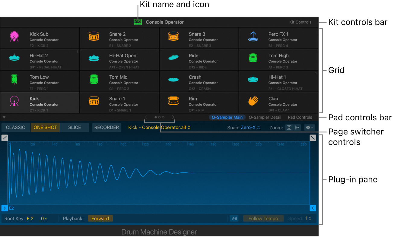 Figure. The Drum Machine Designer interface.