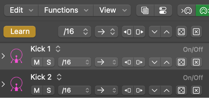 Learn Assign Mode button active in the Step Sequencer menu bar.