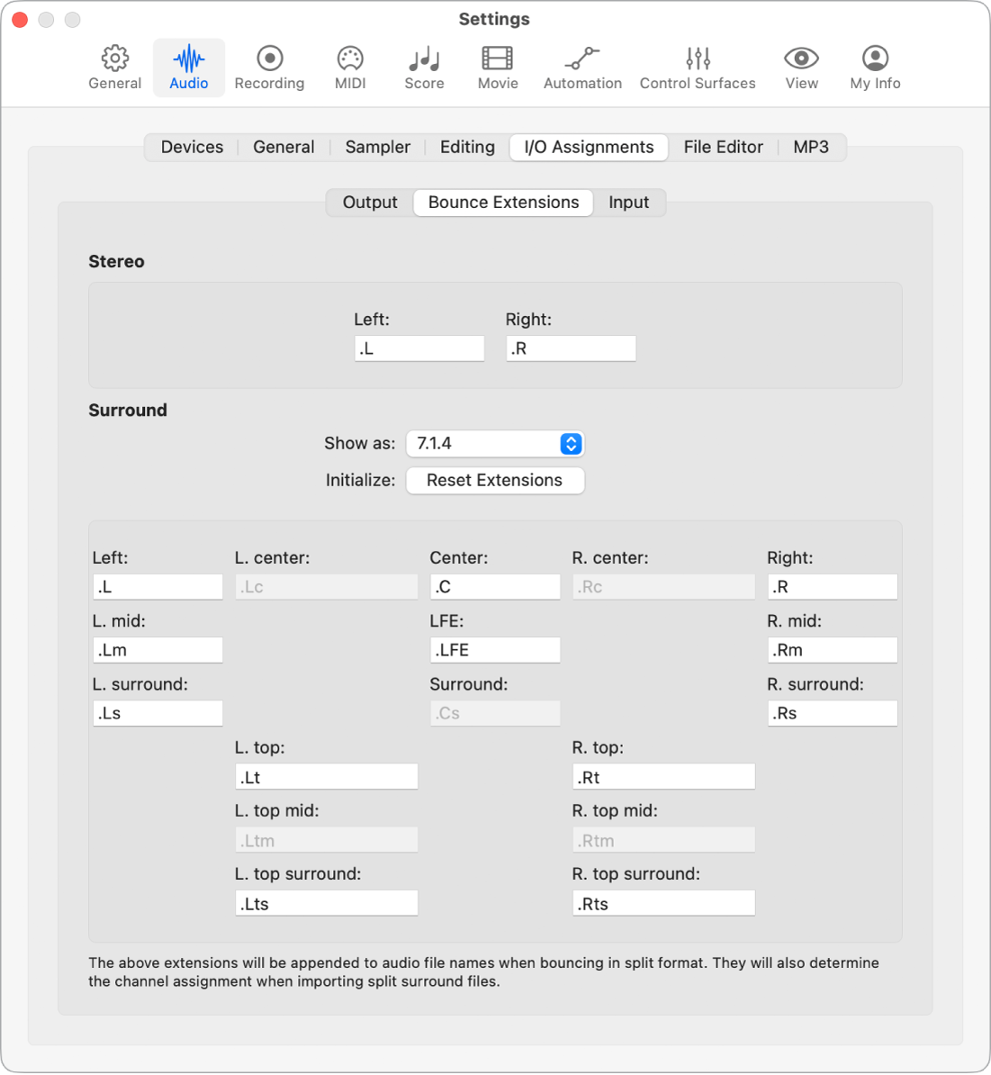 Figure. Bounce Extensions pane.