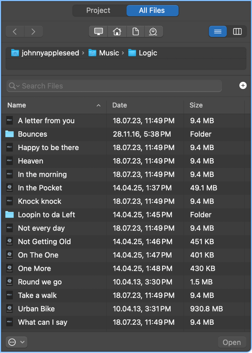 Figure. Media files in the All Files Browser.