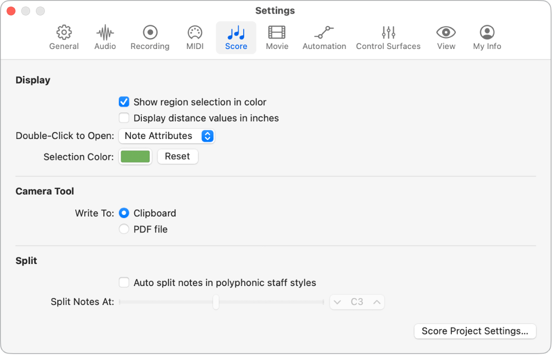 Figure. Score settings.