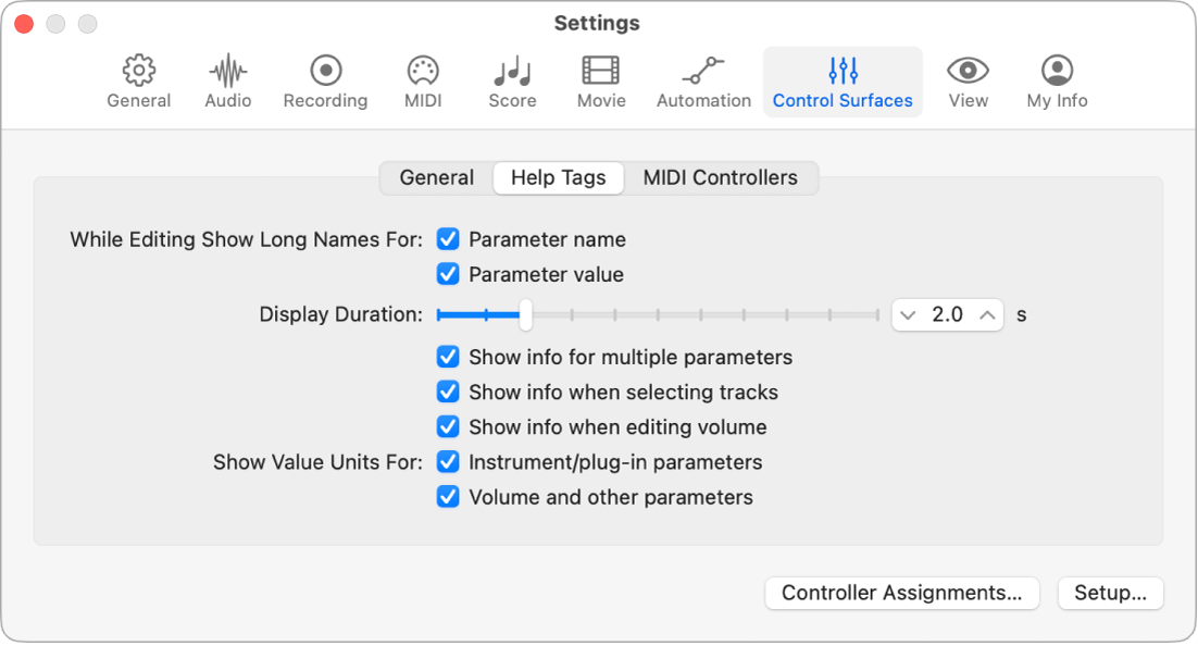 Figure. Help Tags settings.