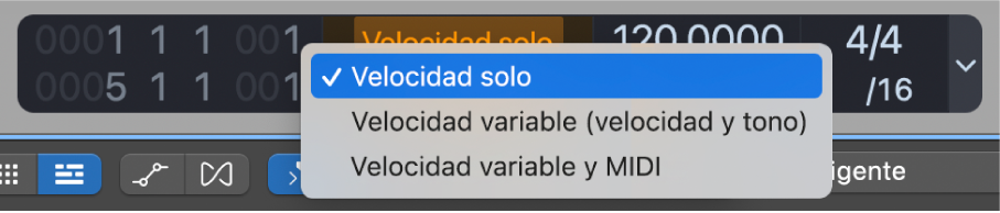 Ilustración. Se muestra el modo en la parte superior de la visualización de velocidad variable.