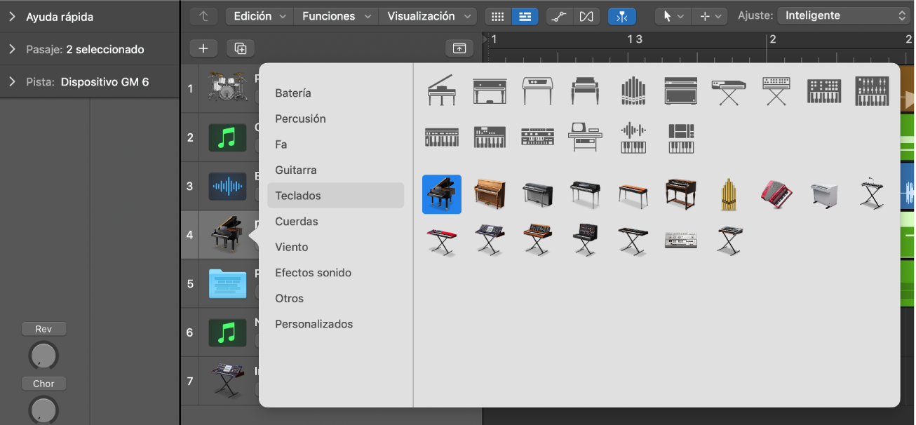 Ilustración. Se está seleccionando un icono de pista en el menú de atajos