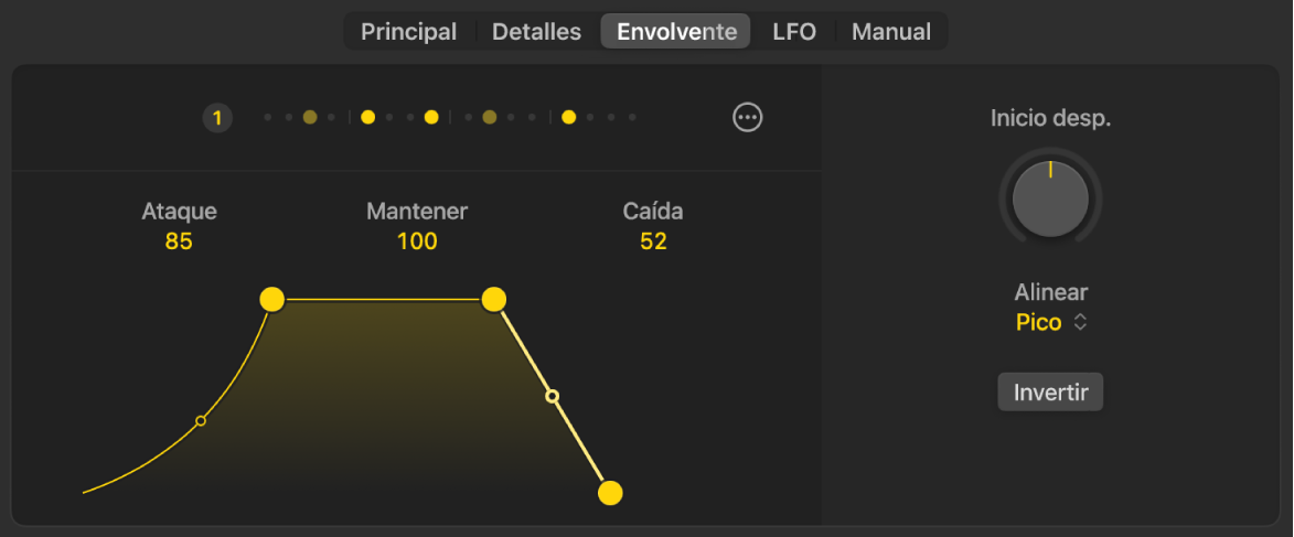 Ilustración. El generador de envolvente en el editor de Session Player.