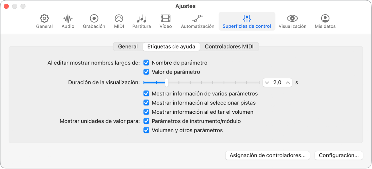 Ilustración. Ajustes de etiquetas de ayuda.